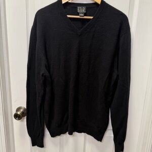 Jos A Bank 100% Cashmere Men’s V-Neck Sweater, Medium, Black